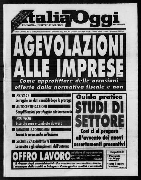 Italia oggi : quotidiano di economia finanza e politica